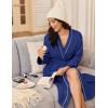 Ekouaer Robes for Women Long Sleeves Bathrobe V Neck Cozy Housecoat Lightweight Fleece Robe with Pockets S-XXL(Navy Blue)