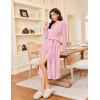 Ekouaer Robes for Women Long Sleeves Bathrobe V Neck Cozy Housecoat Lightweight Fleece Robe with Pockets S-XXL(Pink)