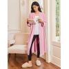 Ekouaer Robes for Women Long Sleeves Bathrobe V Neck Cozy Housecoat Lightweight Fleece Robe with Pockets S-XXL(Pink)