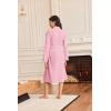 Ekouaer Robes for Women Long Sleeves Bathrobe V Neck Cozy Housecoat Lightweight Fleece Robe with Pockets S-XXL(Pink)