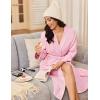 Ekouaer Robes for Women Long Sleeves Bathrobe V Neck Cozy Housecoat Lightweight Fleece Robe with Pockets S-XXL(Pink)
