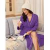 Ekouaer Robes for Women Long Sleeves Bathrobe V Neck Cozy Housecoat Lightweight Fleece Robe with Pockets S-XXL(Purple)
