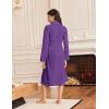 Ekouaer Robes for Women Long Sleeves Bathrobe V Neck Cozy Housecoat Lightweight Fleece Robe with Pockets S-XXL(Purple)