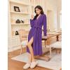 Ekouaer Robes for Women Long Sleeves Bathrobe V Neck Cozy Housecoat Lightweight Fleece Robe with Pockets S-XXL(Purple)