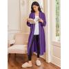 Ekouaer Robes for Women Long Sleeves Bathrobe V Neck Cozy Housecoat Lightweight Fleece Robe with Pockets S-XXL(Purple)