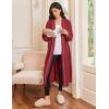 Ekouaer Robes for Women Long Sleeves Bathrobe V Neck Cozy Housecoat Lightweight Fleece Robe with Pockets S-XXL(Red)