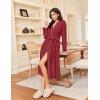 Ekouaer Robes for Women Long Sleeves Bathrobe V Neck Cozy Housecoat Lightweight Fleece Robe with Pockets S-XXL(Red)