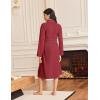 Ekouaer Robes for Women Long Sleeves Bathrobe V Neck Cozy Housecoat Lightweight Fleece Robe with Pockets S-XXL(Red)