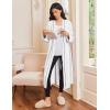 Ekouaer Robes for Women Long Sleeves Bathrobe V Neck Cozy Housecoat Lightweight Fleece Robe with Pockets S-XXL(White)