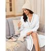 Ekouaer Robes for Women Long Sleeves Bathrobe V Neck Cozy Housecoat Lightweight Fleece Robe with Pockets S-XXL(White)