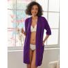 Ekouaer Robes for Women Ribbed Knit Bathrobe Soft Knee Length Kimono Robe 3/4 Sleeve Sleepwear with Pockets S-XXL(Deep Purple)
