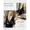 Ekouaer Robes for Women Soft Long Bathrobe Lightweight Fleece Shawl Collar Spa Robe Cozy Sleepwear with Pockets S-XXL(Black/Light Gray)
