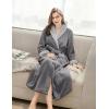 Ekouaer Robes for Women Soft Long Bathrobe Lightweight Fleece Shawl Collar Spa Robe Cozy Sleepwear with Pockets S-XXL(Dark Gray/Light Gray)
