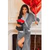 Ekouaer Robes for Women Soft Long Bathrobe Lightweight Fleece Shawl Collar Spa Robe Cozy Sleepwear with Pockets S-XXL(Dark Gray/Light Gray)