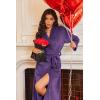 Ekouaer Robes for Women Soft Long Bathrobe Lightweight Fleece Shawl Collar Spa Robe Cozy Sleepwear with Pockets S-XXL(Dark Purple)