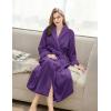Ekouaer Robes for Women Soft Long Bathrobe Lightweight Fleece Shawl Collar Spa Robe Cozy Sleepwear with Pockets S-XXL(Dark Purple)