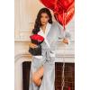 Ekouaer Robes for Women Soft Long Bathrobe Lightweight Fleece Shawl Collar Spa Robe Cozy Sleepwear with Pockets S-XXL(Light Gray)