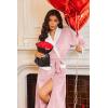 Ekouaer Robes for Women Soft Long Bathrobe Lightweight Fleece Shawl Collar Spa Robe Cozy Sleepwear with Pockets S-XXL(Light Pink)