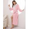 Ekouaer Robes for Women Soft Long Bathrobe Lightweight Fleece Shawl Collar Spa Robe Cozy Sleepwear with Pockets S-XXL(Light Pink)