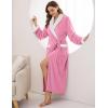 Ekouaer Robes for Women Soft Long Bathrobe Lightweight Fleece Shawl Collar Spa Robe Cozy Sleepwear with Pockets S-XXL(Peach Pink)
