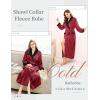 Ekouaer Robes for Women Soft Long Bathrobe Lightweight Fleece Shawl Collar Spa Robe Cozy Sleepwear with Pockets S-XXL(Wine Red)