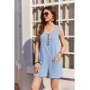 Ekouaer Rompers for Women Summer Shorts Loose Jumpsuit Waffle Casual 2026 Beach Outfits Vacation Clothes(Light Blue)