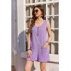 Ekouaer Rompers for Women Summer Shorts Loose Jumpsuit Waffle Casual 2026 Beach Outfits Vacation Clothes(Lilac)