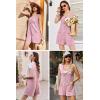 Ekouaer Rompers for Women Summer Shorts Loose Jumpsuit Waffle Casual 2026 Beach Outfits Vacation Clothes(Pink)