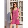 Ekouaer Rompers for Women Summer Shorts Loose Jumpsuit Waffle Casual 2026 Beach Outfits Vacation Clothes(Rose Red)