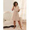 Ekouaer Short Robes for Women Lightweight Bathrobe Kimono Robes Knee Length 3/4 Sleeve Swiss Polka Dot Soft Robe with Pockets(Beige)