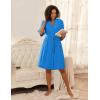 Ekouaer Short Robes for Women Lightweight Bathrobe Kimono Robes Knee Length 3/4 Sleeve Swiss Polka Dot Soft Robe with Pockets(Blue)