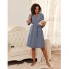 Ekouaer Short Robes for Women Lightweight Bathrobe Kimono Robes Knee Length 3/4 Sleeve Swiss Polka Dot Soft Robe with Pockets(Grey)