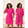 Ekouaer Short Robes for Women Lightweight Bathrobe Kimono Robes Knee Length 3/4 Sleeve Swiss Polka Dot Soft Robe with Pockets(Hot Pink)