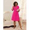 Ekouaer Short Robes for Women Lightweight Bathrobe Kimono Robes Knee Length 3/4 Sleeve Swiss Polka Dot Soft Robe with Pockets(Hot Pink)