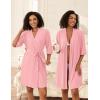 Ekouaer Short Robes for Women Lightweight Bathrobe Kimono Robes Knee Length 3/4 Sleeve Swiss Polka Dot Soft Robe with Pockets(Lighy Pink)