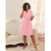 Ekouaer Short Robes for Women Lightweight Bathrobe Kimono Robes Knee Length 3/4 Sleeve Swiss Polka Dot Soft Robe with Pockets(Lighy Pink)