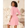 Ekouaer Short Robes for Women Lightweight Bathrobe Kimono Robes Knee Length 3/4 Sleeve Swiss Polka Dot Soft Robe with Pockets(Lighy Pink)