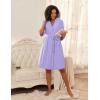 Ekouaer Short Robes for Women Lightweight Bathrobe Kimono Robes Knee Length 3/4 Sleeve Swiss Polka Dot Soft Robe with Pockets(Lilac)