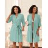 Ekouaer Short Robes for Women Lightweight Bathrobe Kimono Robes Knee Length 3/4 Sleeve Swiss Polka Dot Soft Robe with Pockets(Sea Green)