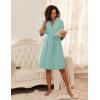 Ekouaer Short Robes for Women Lightweight Bathrobe Kimono Robes Knee Length 3/4 Sleeve Swiss Polka Dot Soft Robe with Pockets(Sea Green)