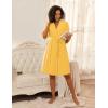 Ekouaer Short Robes for Women Lightweight Bathrobe Kimono Robes Knee Length 3/4 Sleeve Swiss Polka Dot Soft Robe with Pockets(Yellow)