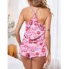 Ekouaer Silk Pajamas Set for Women Satin Lingerie Pjs Cami Top and Shorts Soft 2 Piece Nightwear(Lip Print Heart)