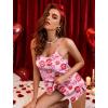 Ekouaer Silk Pajamas Set for Women Satin Lingerie Pjs Cami Top and Shorts Soft 2 Piece Nightwear(Lip Print Heart)