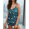 Ekouaer Silk Pajamas for Women Satin Cami Pjs Set V Neck Camisole Shorts Set Adjustable Strap Sleepwear(Blue Flowers)