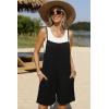 Ekouaer Summer Rompers for Women Floral Beach Sleeveless Shorts Overalls Boho Outfits 2026 Jumpsuit With Pockets(Black)