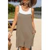 Ekouaer Summer Rompers for Women Floral Beach Sleeveless Shorts Overalls Boho Outfits 2026 Jumpsuit With Pockets(Coffee Grey)