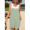 Ekouaer Summer Rompers for Women Floral Beach Sleeveless Shorts Overalls Boho Outfits 2026 Jumpsuit With Pockets(Light Green)