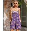 Ekouaer Summer Rompers for Women Floral Beach Sleeveless Shorts Overalls Boho Outfits 2026 Jumpsuit With Pockets(Purple Floral Print)