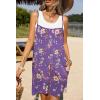Ekouaer Summer Rompers for Women Floral Beach Sleeveless Shorts Overalls Boho Outfits 2026 Jumpsuit With Pockets(Purple Floral Print)