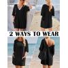 Ekouaer Summer Rompers for Women Short Sleeve Oversized T-shirt Romper Reversible Baggy Jumpsuit Outfits with Pockets(Black)